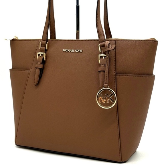 Michael Kors Large Charlotte TZ Tote Bag Black/Gold - Picture 1 of 11